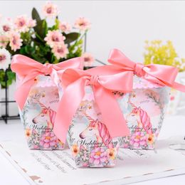 5pcs Unicorn thème Papier Candy Box Sacs-cadeaux Unicorn pour mariage d'anniversaire Baby Shower Party Favors Favors Sacs Candy