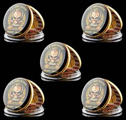 5pcs US Army Military Coin Crafer Sniper Hawk Valeurs Core 1oz Gold Plated Challenge One One Kill Coin4417370
