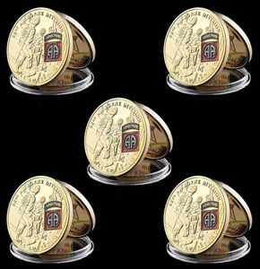 5pcs US Military Craft Army 82nd Airborne Division Eagle 1oz Gold Plated Challenge Coin Collectible Gift Wcapsule5626076