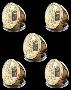 5pcs US Military Craft Army 82nd Airborne Division Eagle 1oz Gold Plated Challenge Coin Gift Collectible Wcapsule7004691