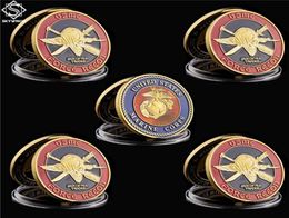 5pcs USA Challenge Coin Navy Marine Corps USMC Force Recon Craft Gift Gold Collection Gifts9236144