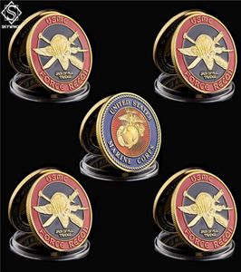5pcs USA Challenge Coin Navy Marine Corps USMC Force Recon Craft Gift Gold Collection Gifts4681722
