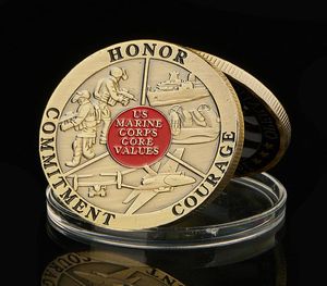 5pcs USA Corps Marine Corps Valeurs fondamentales Engagement Honor Courage US Military Challenge Token Coin Value Collectibles1226178