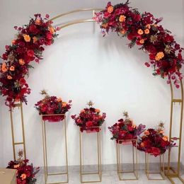 5PCS Decoración de la boda Moda de lujo Arreglo floral de la boda Soporte de la fila Compromiso Cumpleaños Bienvenido Zócalo Marco Floral Globo Tela Telón de fondo