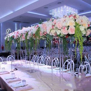 Support de fleurs en acrylique, 5 pièces, Vase en cristal, charge transparente, cadre central de Table en plomb, bougie Hodler, décoration de la maison