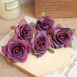 5pcs White Silk Artificial Rose Flowers Heads Home Wedding Birthday Party décor de Noël DIY CRIRAGNE STACHE CRATT