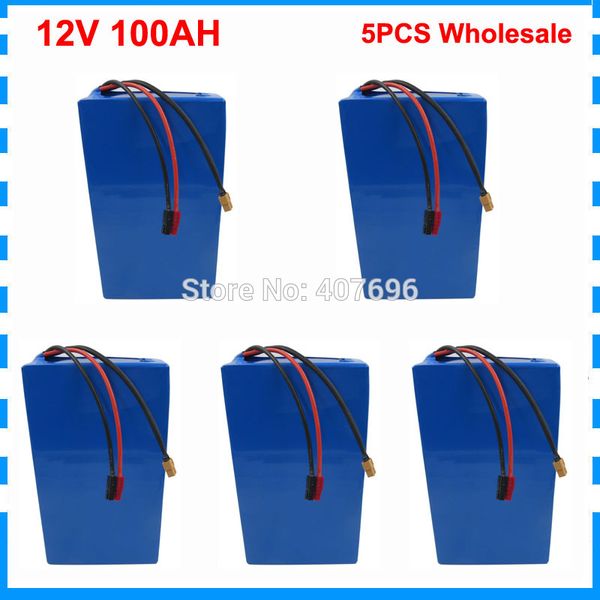 5 pièces vente en gros 350W 12V 100AH batterie 12 V 100AH batterie Lithium-ion pour batterie 12V 3S Li ion avec chargeur 12.6V 5A