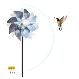 5 pièces moulin à vent décoration de jardin en plein air bricolage argent vent fileurs enfants jouet oiseau répulsif brillant Pinwheels dissuasion Q0811215c