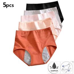 5 Unids Bragas de Mujer para la Menstruación Cintura Alta Culottes Menstruelles Bragas Ropa Interior Femme Culottes Beriefs T220810