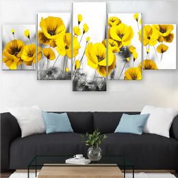 Toile de peinture de fleurs jaunes, 5 pièces, imprimés de paysage Floral, affiches d'images, décoration murale pour la maison, décoration de salon, Cuadros