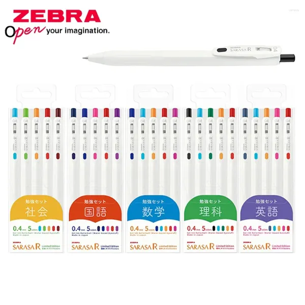 5pcs Zebra Gel Pen Sarasa R Discipline Limited Set JJS29 Small Core Séchage rapide Couleur de séchage rapide 0,4 mm papeterie