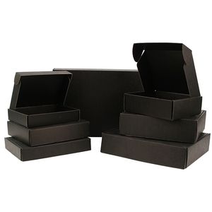 Boîte-cadeau ondulée noire à 3 couches, 5 pièces, 10 pièces, boîte d'emballage pour fête de mariage, supporte la taille personnalisée et imprimé 220608