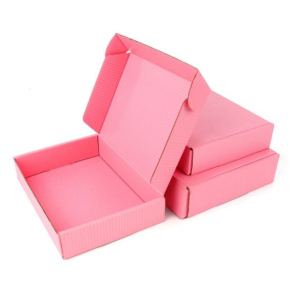 Caja de regalo rosa, embalaje de transporte general de ropa corrugada, cartón pequeño, 5 uds., 10 Uds., 240226