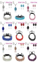 5Pcslot 10mm cristal argile nouveauté disco perle strass ensemble bracelet collier goujons boucles d'oreilles ensemble de bijoux 4788707