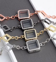 5PCSLot 2424mm Strass Vierkant Glas Living Memory Drijvende Medaillon Armbanden Armbanden Fit DIY Drijvende Charms6568225