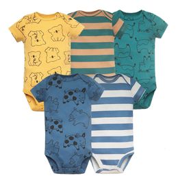 Vêtements pour bébé garçon et fille, 5 pièces, 100% coton, body doux à manches courtes, vêtements pour bébé, cadeaux de douche, 240314