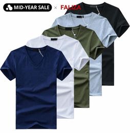 5pcslot de haute qualité Men039s Tshirts V couche à manches courtes T-shirt massif massif