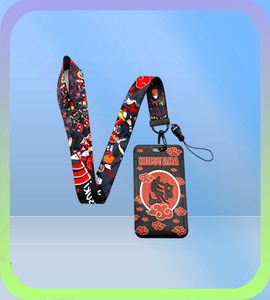 5pcSset Anime Red Cloud Lanyard Credit ID Badge Halder Keys Sac Sac Femmes Voyage Banque Bus Bus Couverture de carte de visite Keychain9954134