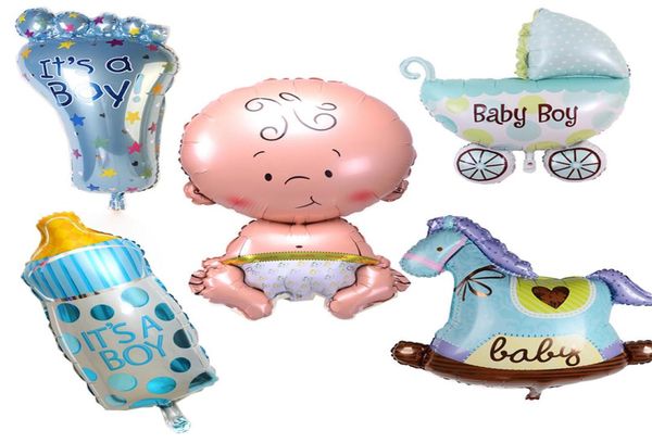 5pcsset Baby Shower Globos de aluminio Foil Balls de helio Boy Girl Globos Aéreos Juguetes Baby Baby Birthday Decoration Suministros3817243