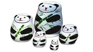 5PCSSet Leuke Matryoshka Russische poppen Panda Dolls Hand geschilderd houten speelgoed Chinees handgemaakt ambacht cadeau7216831