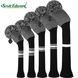 5pcsset Golf Knit Dot Dot White Stripe Pattern Protector para Driver460cc Fairway e Hybridut o solo caja de regalo 240411