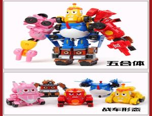 5pcsset haute qualité ABS amusant larve Transformation jouets figurines d'action ormation Mode voiture et Mode Mecha pour cadeau d'anniversaire X05034704330