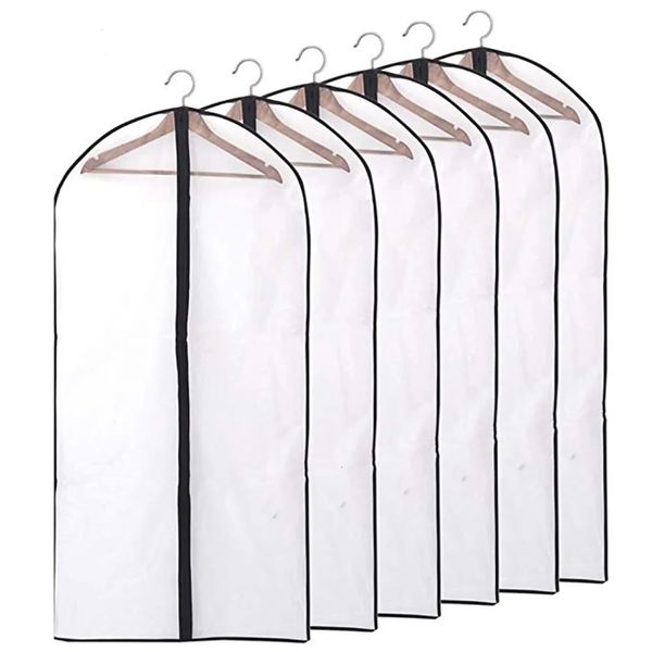 5pcsset vêtements transparents couvre vêtement costume robe veste vêtements manteau anti-poussière couverture protecteur sac de voyage cache-poussière 240122