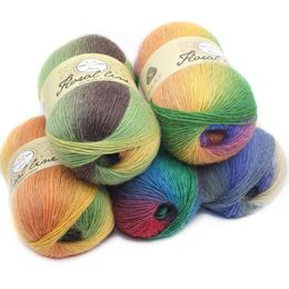 5pcsX100g 100% fil de cachemire fil au crochet pour tricoter Rainbow Line Fancy Melange Peigné Couture de haute qualité T200601286h