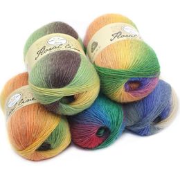 5pcsX100g 100% cachemire fil crochet fil pour tricoter Rainbow Line fantaisie mélange peigné couture haute qualité T200601227b