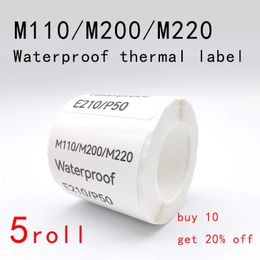 5PK E210 Label Papier 3020mm 320pcsroll Witte Tape Waterdicht Barcode Prijskaartje Sticker voor Printer M110 M220 240325