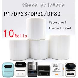 Papier d'étiquettes adhésif thermique, 5 pièces, pour fabricant P1 DP23 DP30 DP80, autocollant étanche et résistant à la déchirure, 240325