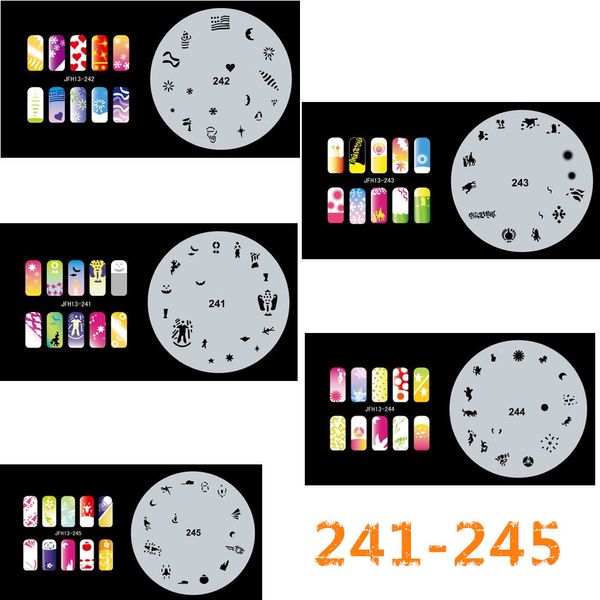 5Psc/lot 2017 New Fashion Airbrush Nail Stencils Set 241-260Tools Diy Airbrushing Template Sheet pour Airbrush Kit Nail Art Paint