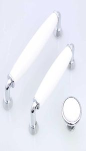 5quot Modern Simple Silver White Furniture handelt keramische dressoir keukenkast deurgreep chroom lade knop 128 mm 96mm4925909