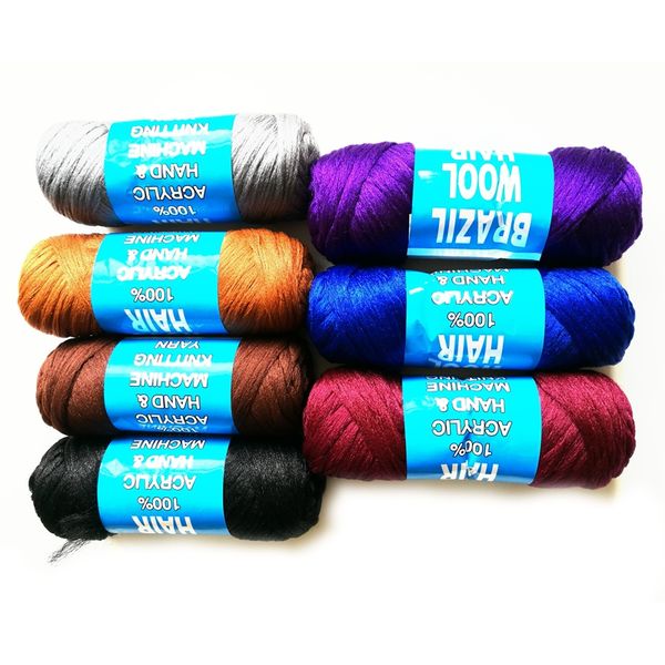 5 rouleaux/lot cheveux en laine brésilienne 100% acrylique main et machine à tricoter fil mélangé échelle cheveux 7 couleurs pour choisir