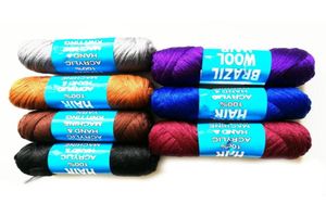 Cheveux brésiliens en laine 100 acrylique, 5 rouleaux, tricot à la main et à la machine, échelle de fil mélangé, 7 couleurs au choix, 6357198