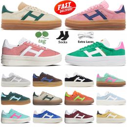 Plataforma en negrita zapatos casuales crema colegial colgante verde color rosa blanco blanco entrenadores deportivos deportes de condena de gamuza