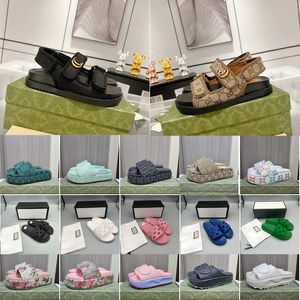 Designer Sandalen voor mannen Vrouwen platte lederen rubberglaasjes schuifregelaars mode luxe gestreepte versnellingsuitrusting sole claquettes muilezels schuifjes dames kamer huis buiten slippers