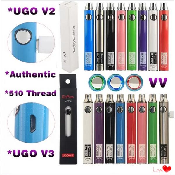 5set Precalentar UGO V3 evaporador pluma 510 UGo Vape batería precalentar VV voltaje variable eVod cigarrillo electrónico pluma y cable cargador USB ecig vapes