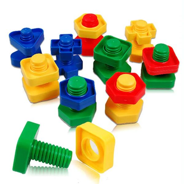 5set à vis Blocaux de construction Blocs d'insert en plastique Toys de forme d'écrou pour enfants