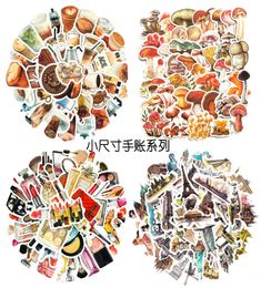 5Set200pcs Coffee Mushroom Baking Packaging Stickers Bagage Notebook Cosmetics Lipstick Stickers7926234