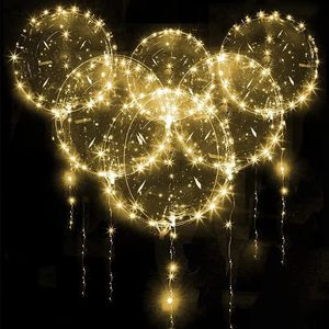 5Sets 18/20/24inch Clear Bobo Ballon met Led Lights Wedding Decor Luminous Bobo Ballon For Birthday Xmas Party Valentines Gift 240322