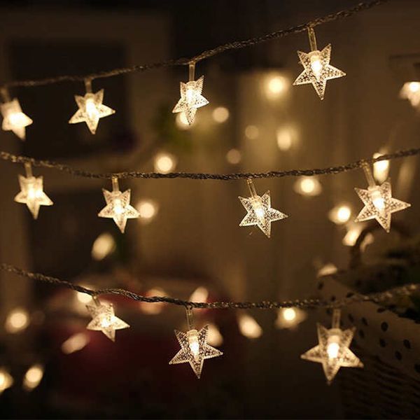 5 juegos de luces LED de estrella de Año Nuevo de Navidad, linternas pequeñas, luces intermitentes, luces de cortina de habitación, luces de cadena decorativas para fiestas Ins