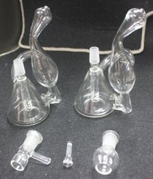 5 Sets / partij Mini Beaker Recycler Glas Bong Hand Geblazen Uniek Ontwerp Kleine Waterpijp 6 Inch Olier Rig Bubbler Sale Delicate uiterlijk