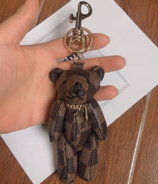 5style créatif dessin animé mignon ours porte-clés lettres voiture porte-clés en cuir porte-clés hommes femmes Couples sac pendentif