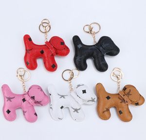 5style Designer Animal de bande dessinée petit chien créatif porte-clés accessoires porte-clés en cuir PU lettre motif voiture porte-clés bijoux cadeaux accessoires