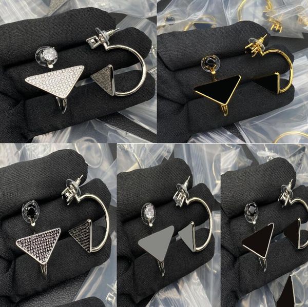 5style Fashion Inverse Triangle Stud Magnières d'oreilles Femme femme de luxe Crystal Rimestone Oreille Broissance Bijoux Femmes 18K Cadeaux de mariage d'or