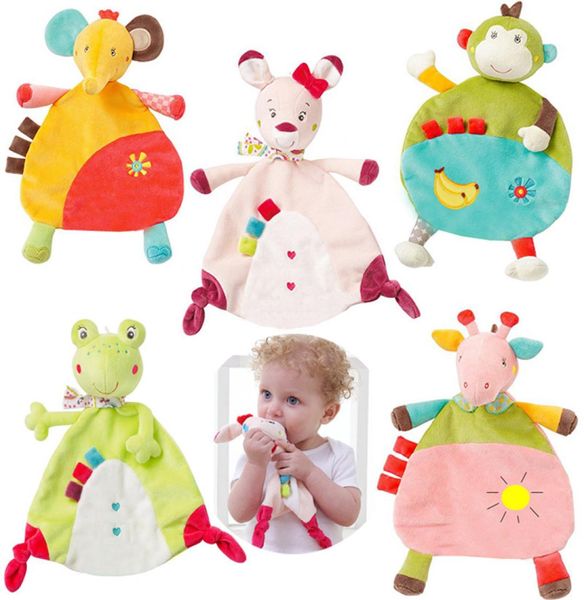 5 styles infantile bébé doux dessin animé serviette nouveau-né peau douce cerf chat grenouille singe éléphant en peluche jouet réconfortant FFA16627418913
