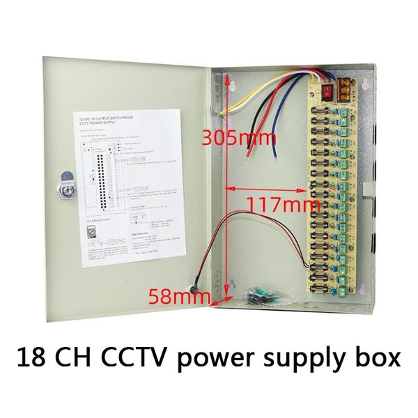 5V 12V 24V Caja de monitoreo de 18 vías Caja de alimentación centralizada Camera de voltaje LED Regulador sin fuente de alimentación