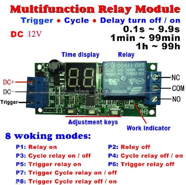 Freeshipping 5v / 12v / 24v LED Infinite Cycle Delay Time Timer Control Relay ON OFF Switch