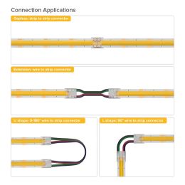 5V 12V 24V LED Strip Connectors 4Pin 10mm Transparante Unwired Strip Draad Connectors Lange 22AWG Verlengdraad 12 LL